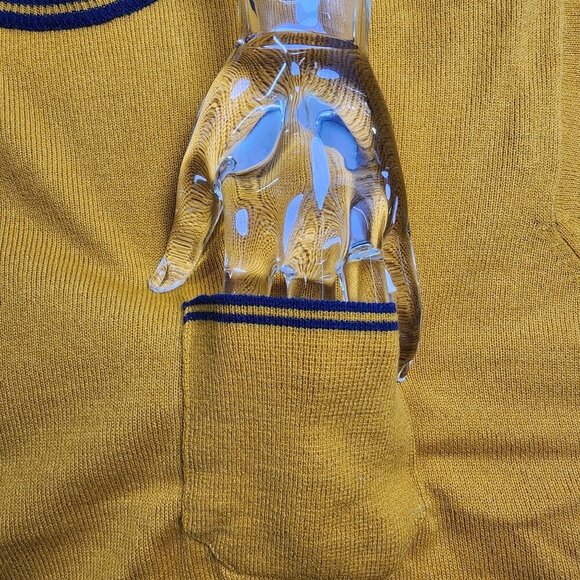 Vintage Gold Turtleneck Sweater W/ Pocket & Contrast Trim Full Fashioned Acrylic - Picture 3 of 7
